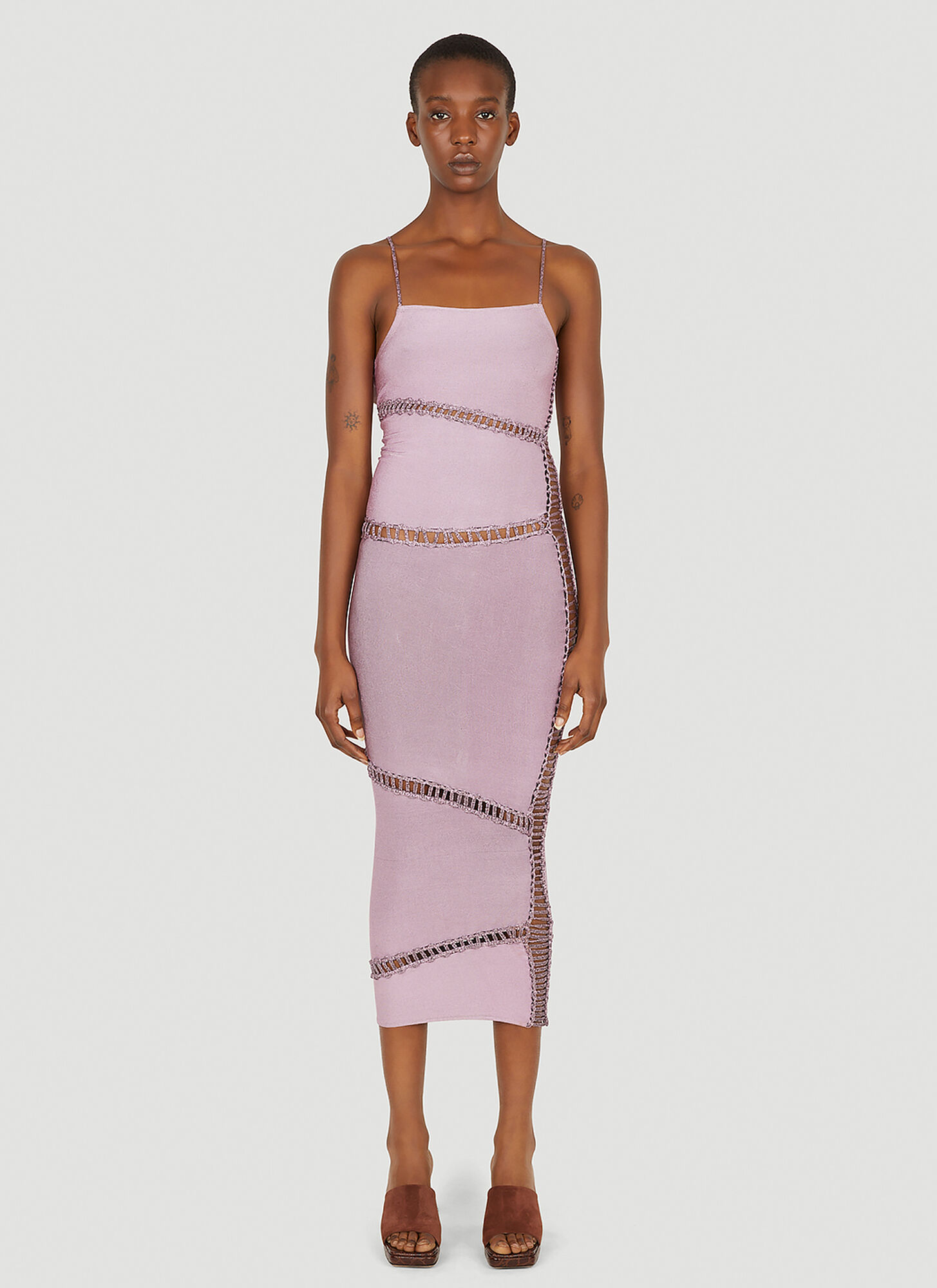 Isa Boulder Jigsaw Spaghetti Strap Dress In Purple