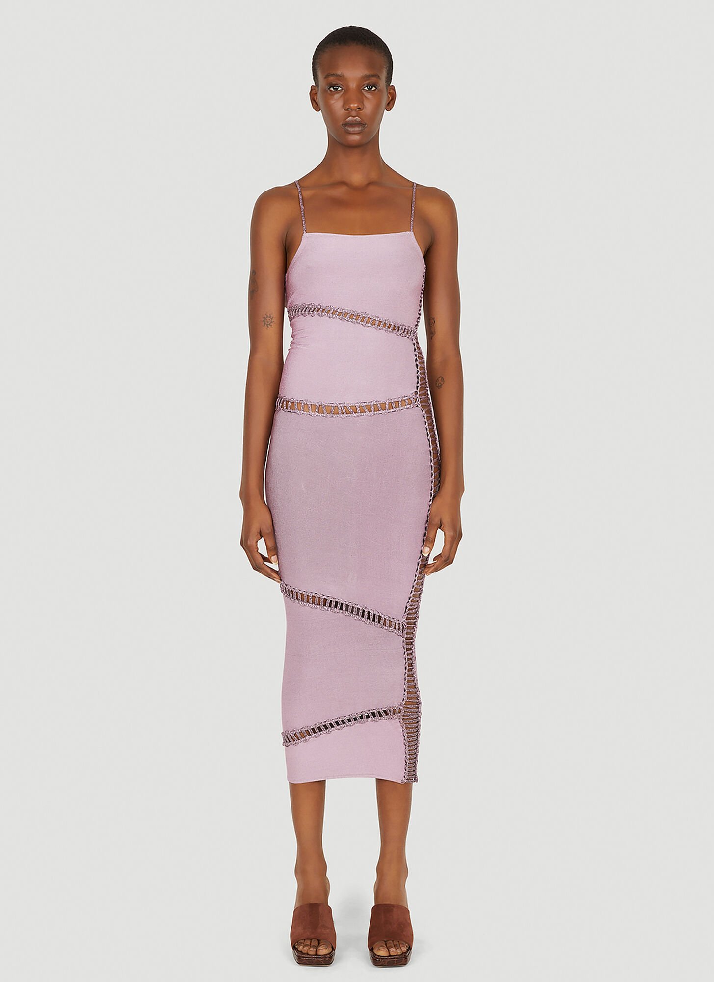 Isa Boulder Jigsaw Spaghetti Strap Dress In Lilac