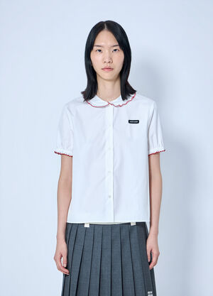 Miu Miu Embroidered Poplin Shirt White miu0265004