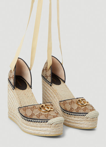 Gucci GG Supreme Espadrille Wedges Brown guc0245080
