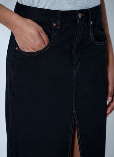 Saint Laurent Denim Midi Skirt Black sla0264040