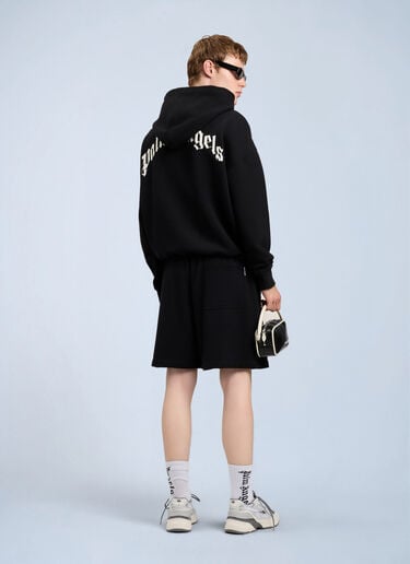 Palm Angels Waist Logo Sweatshorts Black pma0164106