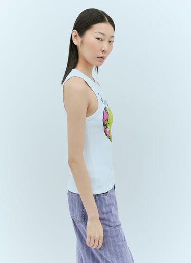 GANNI Graphic Rib Heart Tank Top White gan0255038
