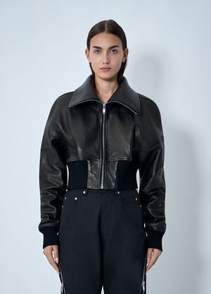 Rick Owens Leather Bomber Jacket Black ric0262010