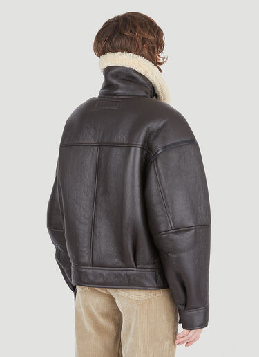 Acne Studios Leather Shearling Flight Jacket Dark Brown acn0246018