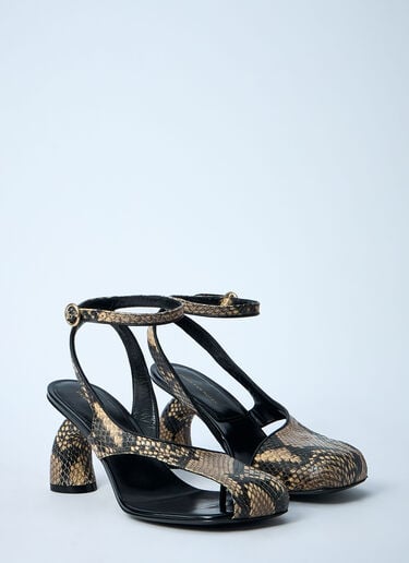 Dries Van Noten Snakeskin-Embossed Slingback Heels Beige dvn0259009