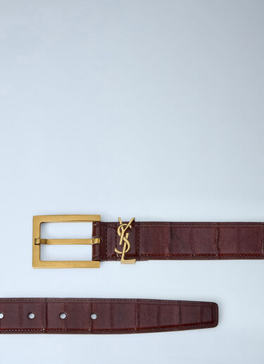 Saint Laurent Logo Buckle Leather Belt Brown sla0264014
