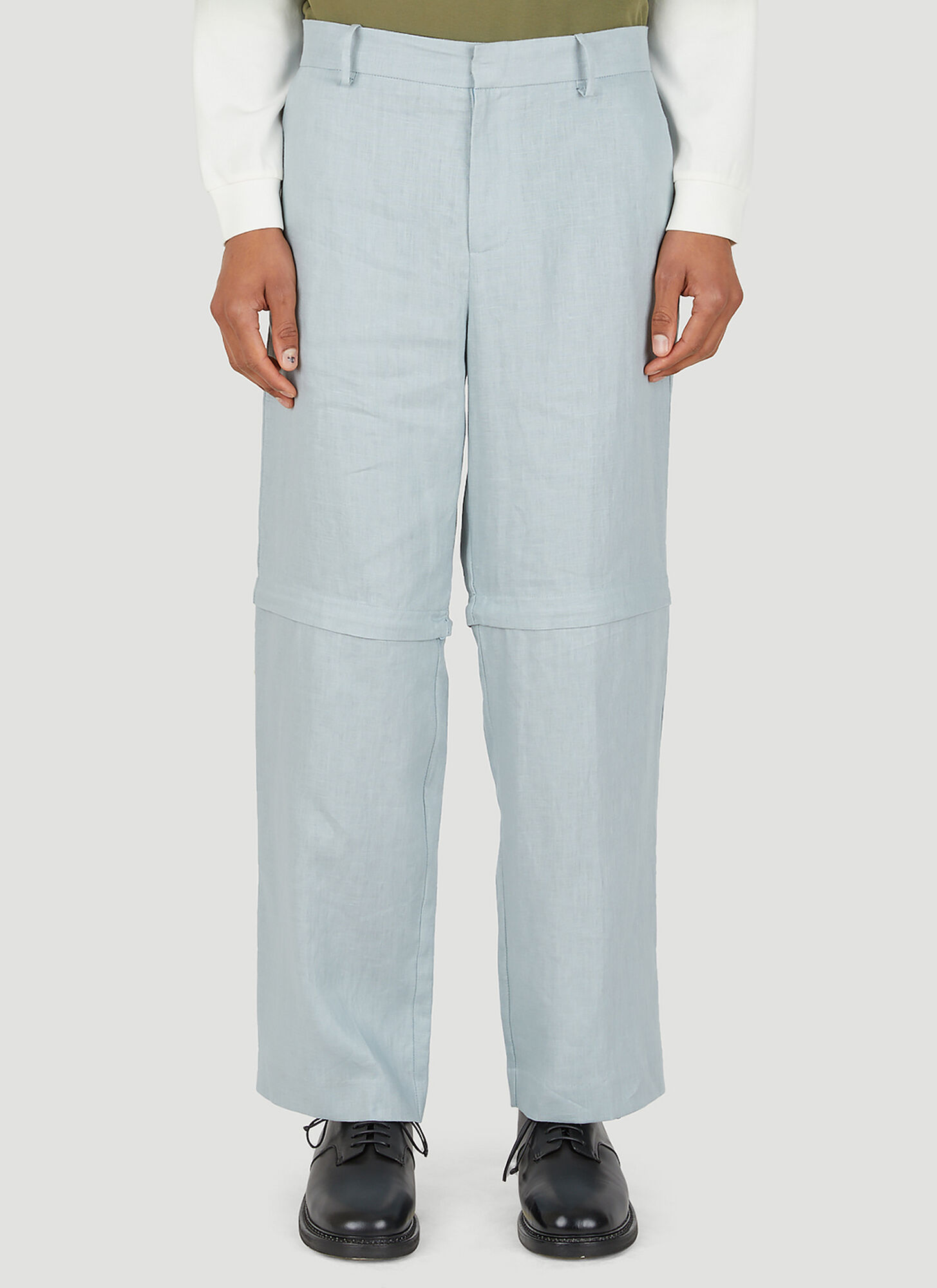 Wynn Hamlyn Detachable-panel Linen Trousers In Blue