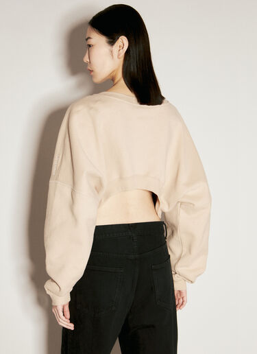 Saint Laurent Cropped Sweatshirt Beige sla0255022