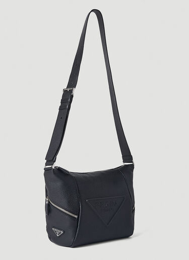 Prada Logo Embossed Crossbody Bag Black pra0152057