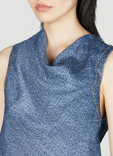 Denim Print Midi Dress Bottega Veneta Denim Print Midi Dress Blue bov0255008