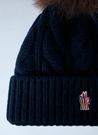 LN-CC® - Moncler Grenoble: Cable Knit Pom-Pom Beanie - Navy Moncler Grenoble Cable Knit Pom-Pom Beanie Navy mog0265022
