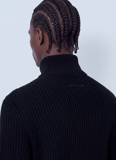 LN-CC® - MM6 Maison Margiela: Ribbed Zip-Up Cardigan - Black MM6 Maison Margiela Ribbed Zip-Up Cardigan Black mmm0165003