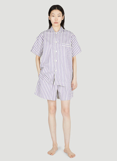 Tekla Lido Stripe Sleep Shorts Purple tek0353019