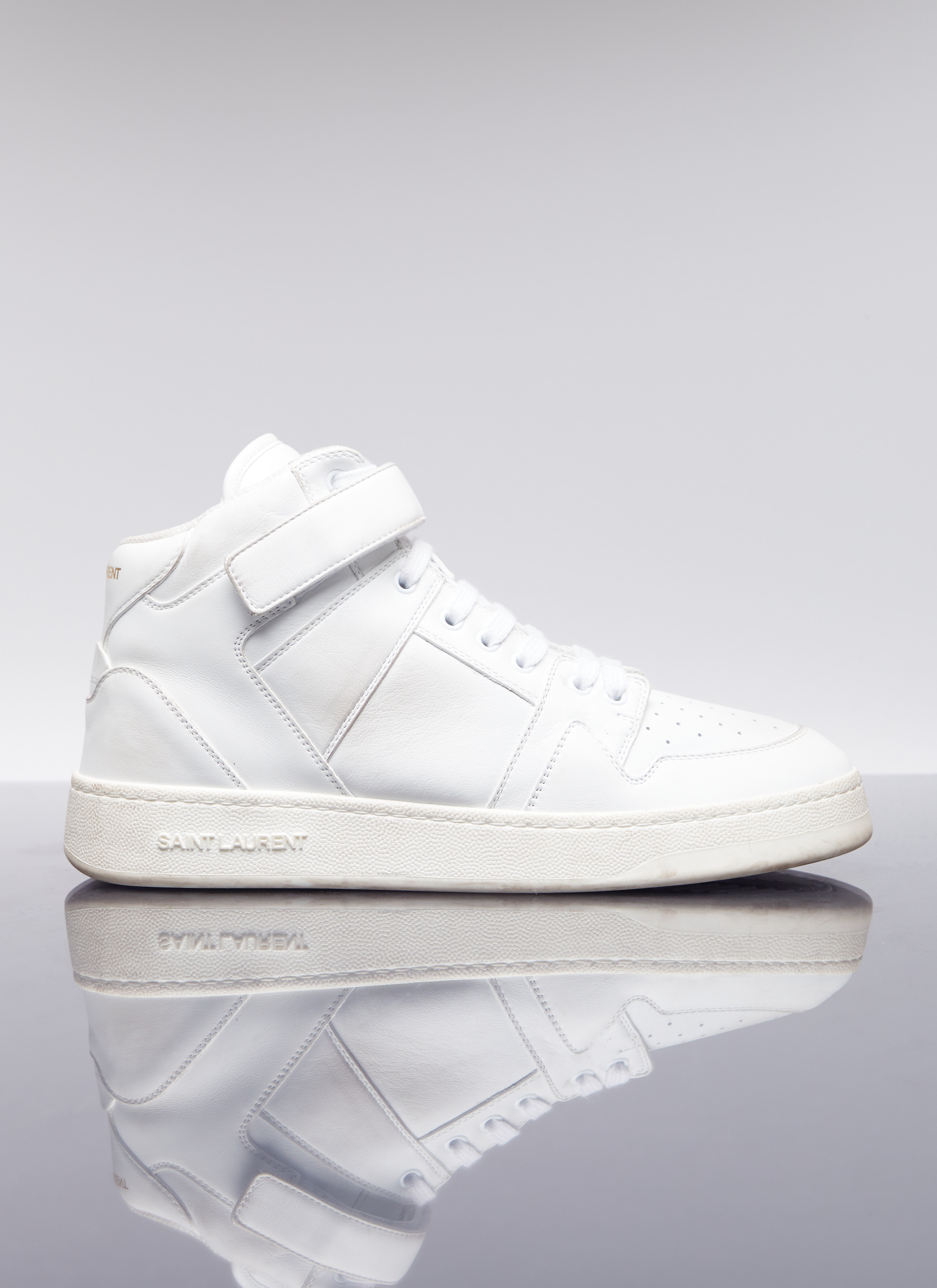 Saint Laurent Jefferson High Top Sneakers in White LN CC