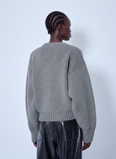LN-CC® - RÓHE: Sculptural Compact V-Neck Sweater - Grey RÓHE Sculptural Compact V-Neck Sweater Grey roe0266004