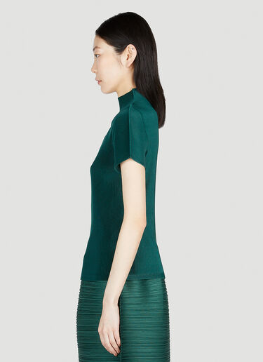 Pleats Please Issey Miyake Mock Neck Top Green plp0253005