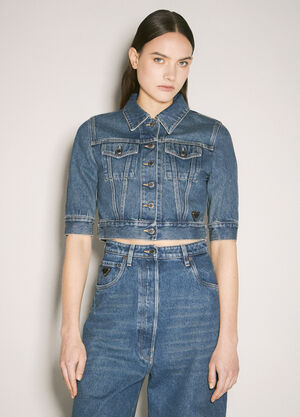 Prada Cropped Denim Jacket Blue pra0259020