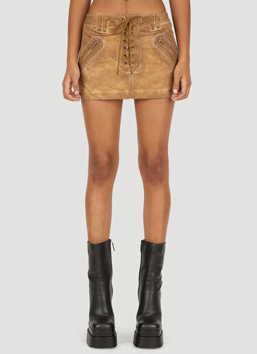 Guess USA 复古风格系带短裙 棕色 gue0250003