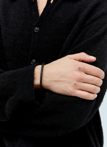 Bottega Veneta 編み込みレザーブレスレット ブラック bov0155040