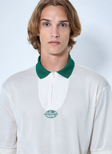 LN-CC® - Metalwood: Quarter Zip Jersey Polo Shirt - White Metalwood Quarter Zip Jersey Polo Shirt White met0164017