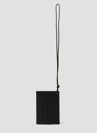 Bottega Veneta Intreccio Lanyard Wallet Black bov0149073