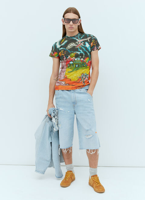 ERL Graphic Print Knit Shirt Blue erl0154020