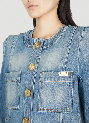 Balmain Collarless Denim Jacket Blue bln0252032