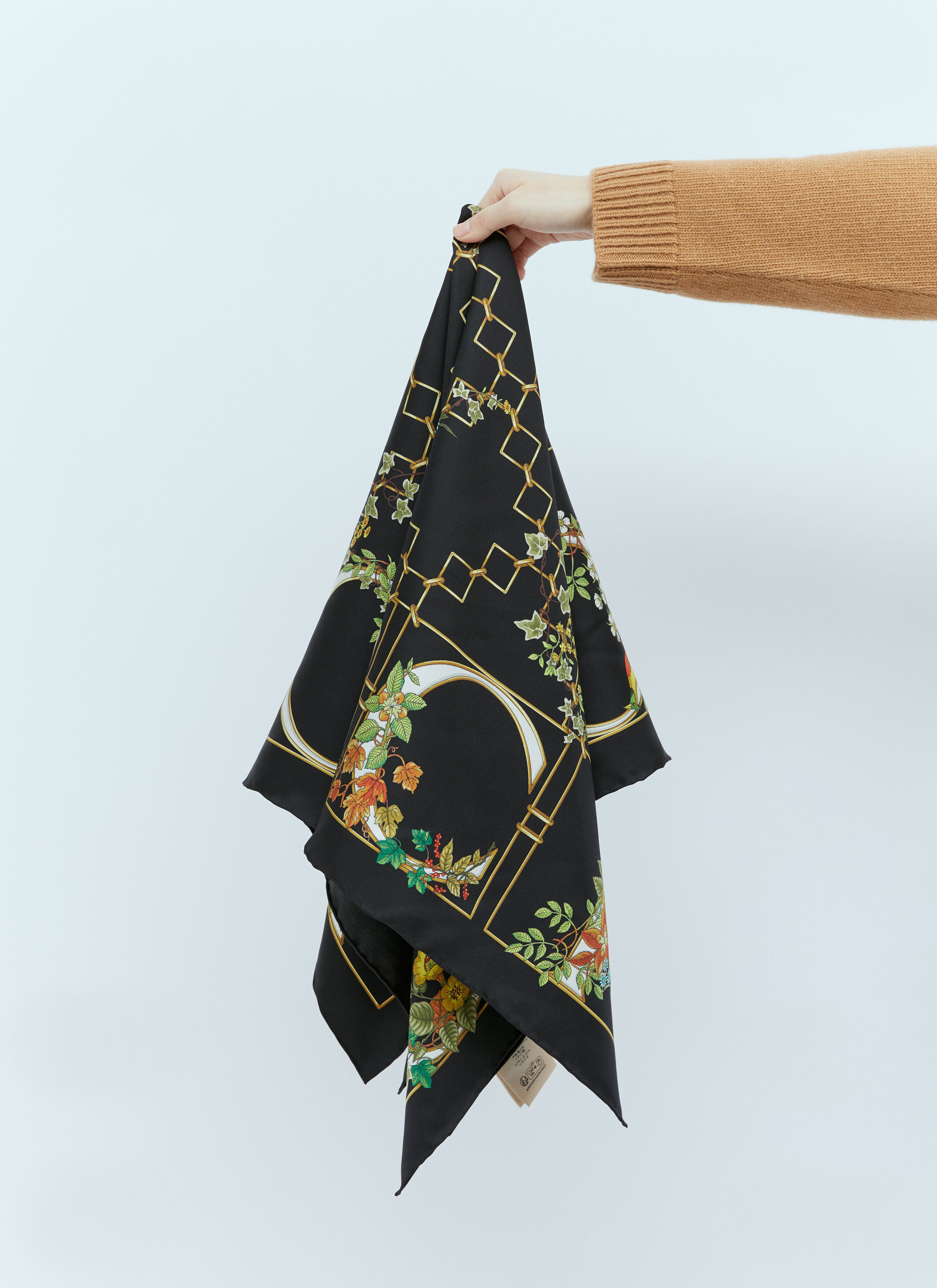 Gucci Women s Logo Print Silk Scarf in Black LN CC