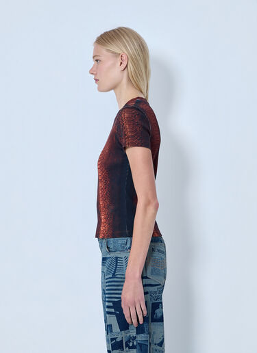 Jean Paul Gaultier Cotton Ribbed Python Print T-shirt Brown jpg0264002