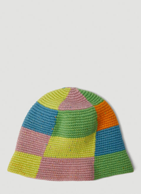 The Elder Statesman 토이 체커 버킷 햇 다크 그린 tes0150008