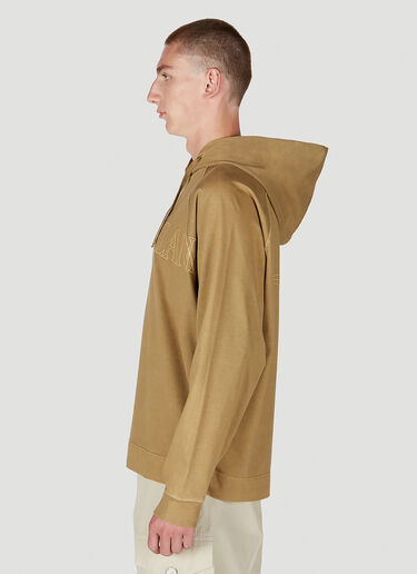 Stone Island Logo Embroidery Hooded Sweatshirt Brown sto0152062