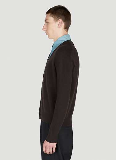 Prada Contrast Point Collar Cardigan Brown pra0154005