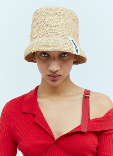 Jacquemus Le Bob Raphia Bucket Hat Beige jac0254043