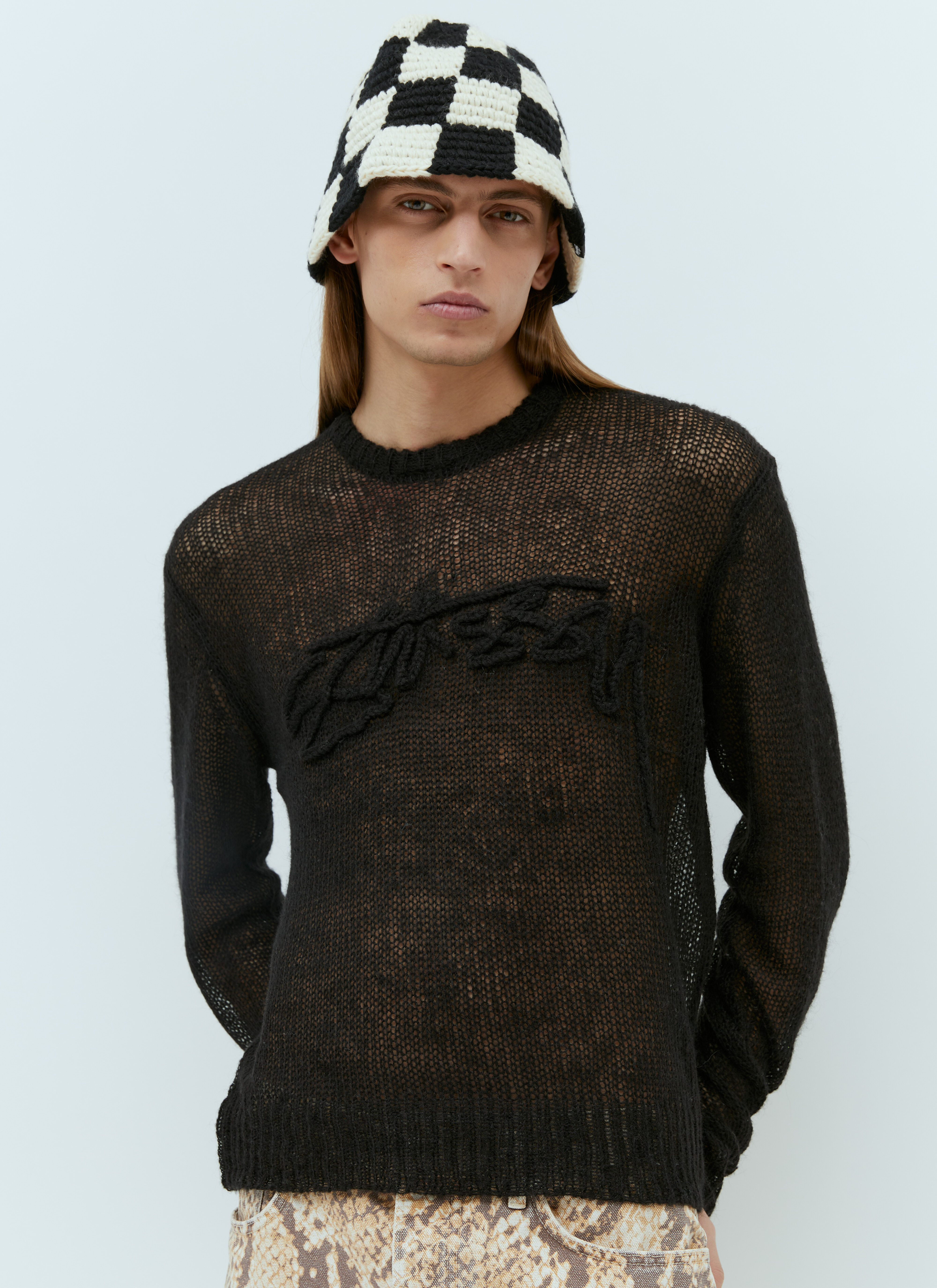 Stüssy Men's Check Knit Bucket Hat in Black | LN-CC®