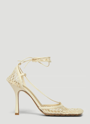 Bottega Veneta Mesh Ankle-Strap Heels White bov0243033