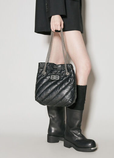 Balenciaga Crush Tote Small Shoulder Bag Black bal0255077
