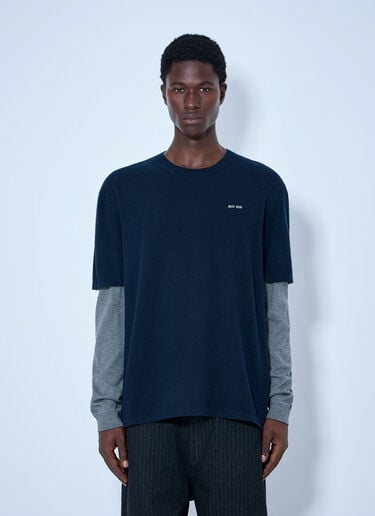 LN-CC® - Miu Miu: Wool And Cashmere Sweater - Blue Miu Miu Wool And Cashmere Sweater Blue miu0166020
