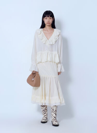 LN-CC® - GANNI: Lace Ruffle Midi Skirt - Cream GANNI Lace Ruffle Midi Skirt Cream gan0266015