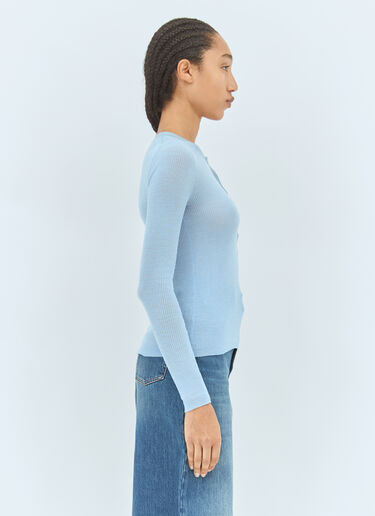 Chloé Knitted Henley Shirt Blue chl0259012