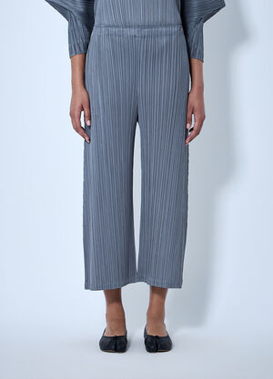 Pleats Please Issey Miyake Pleated Wide-Leg Trousers Grey plp0264002