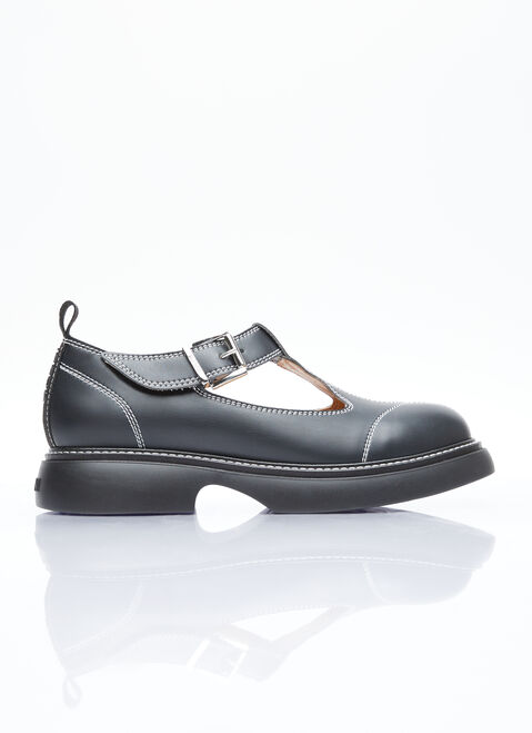 The Row Everyday Buckle Mary Jane Flats Navy row0253049