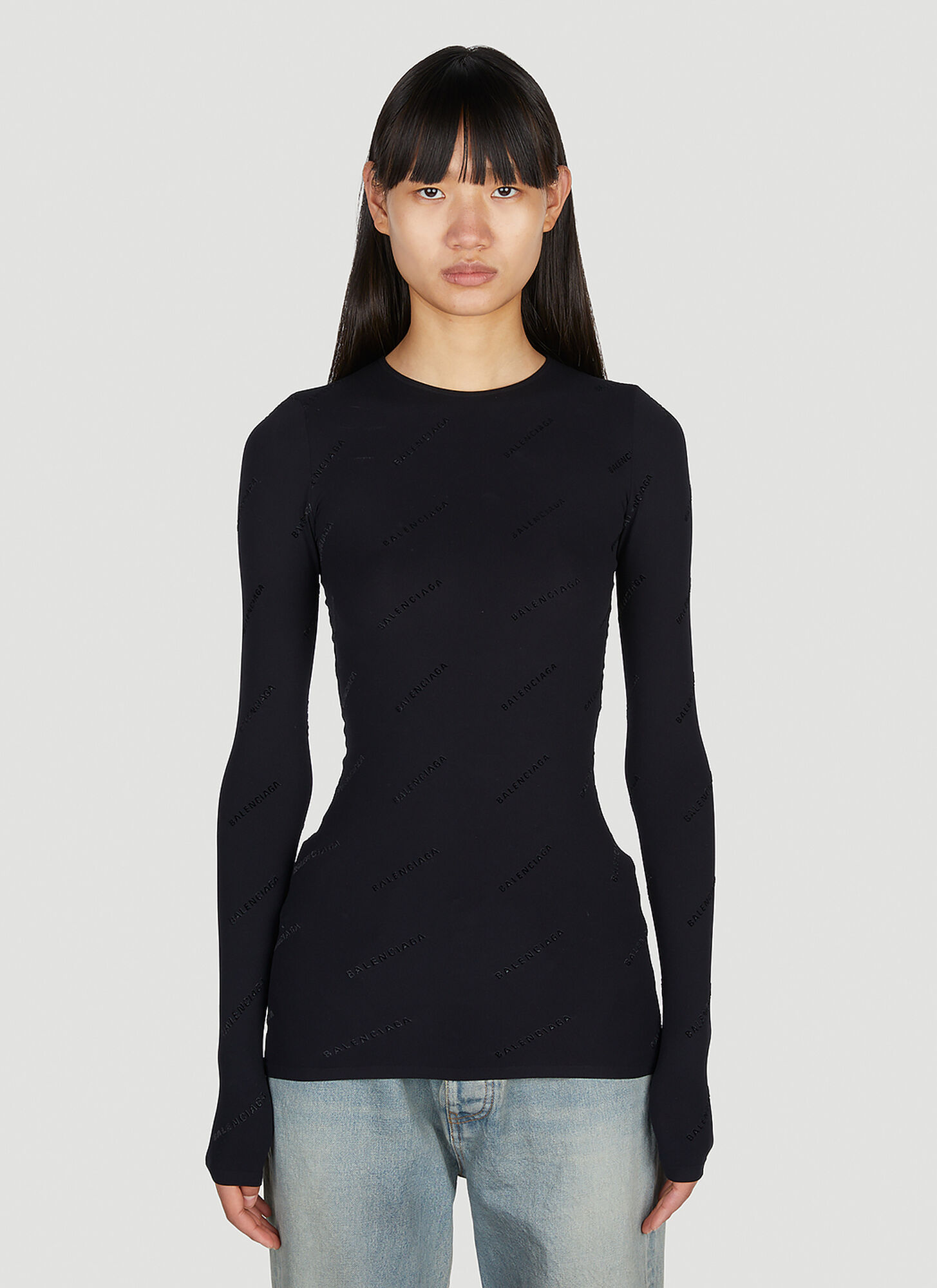 Balenciaga logo-print Long-Sleeve Shirt - Black