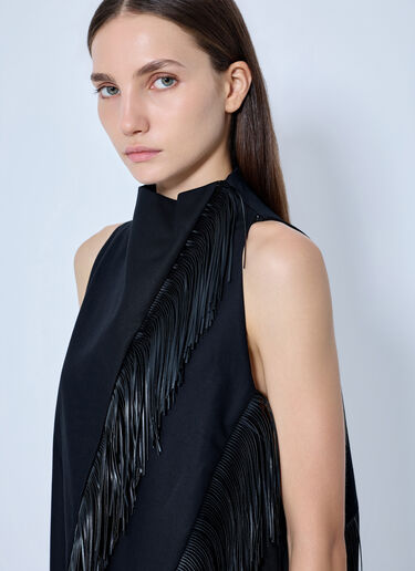 LN-CC® - Sportmax: Fringe Trim Sleeveless Dress - Black Sportmax Fringe Trim Sleeveless Dress Black spx0265030