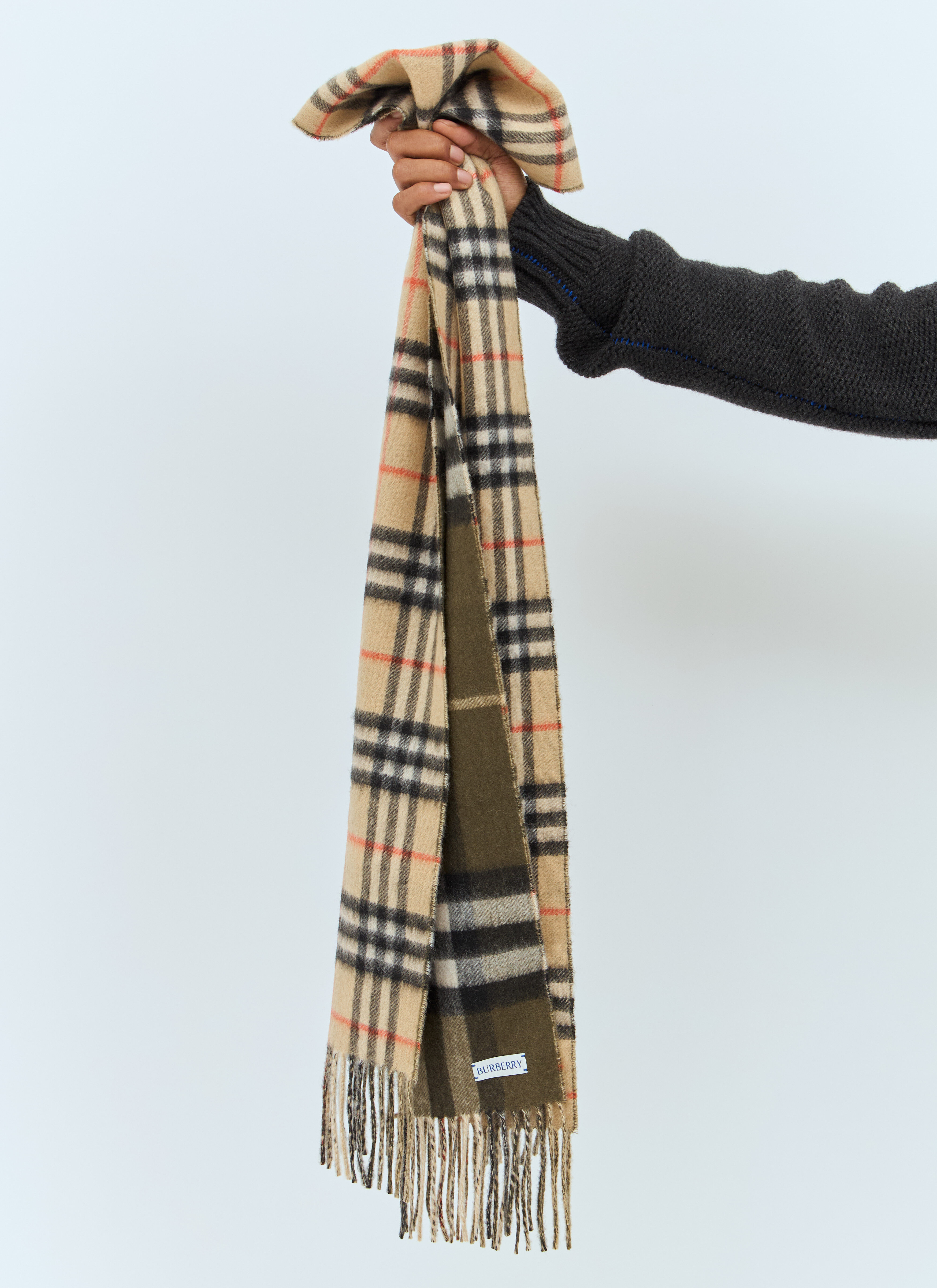 Burberry Men s Check Cashmere Scarf in Beige LN CC