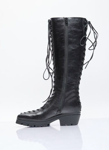 Alexander Wang Terrain Lace-Up Knee-High Boots Black awg0256021