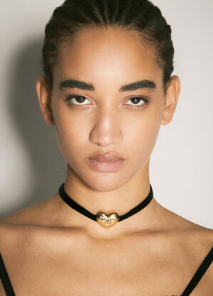 Tom Wood DG Heart Logo Velvet Choker Silver tmw0248019