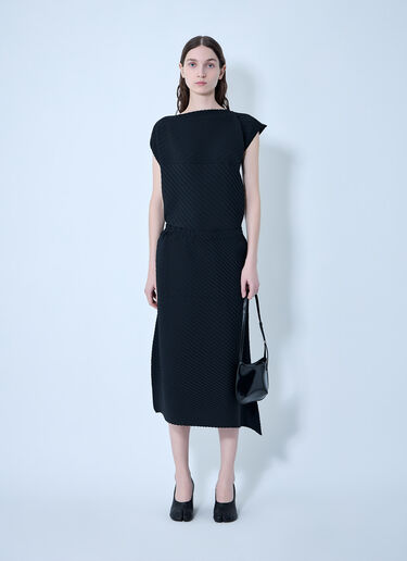 Issey Miyake Diagonal Textured Midi Skirt Black ism0264003