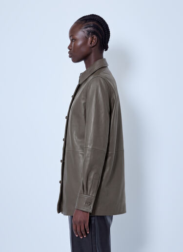 LN-CC® - RÓHE: Leather Pankou Closure Overshirt - Green RÓHE Leather Pankou Closure Overshirt Green roe0266017