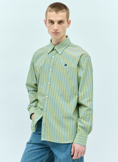 Acne Studios Stripe Button-Up Shirt Green acn0155006
